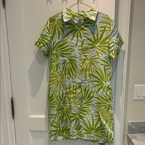 Sigrid Olsen Green and Blue Linen Shirt Dress⭐️